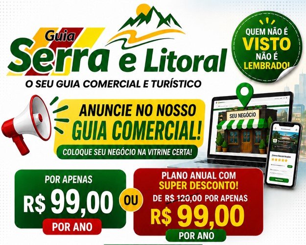 Guia Serra e Litoral só R$ 99,00 por Ano