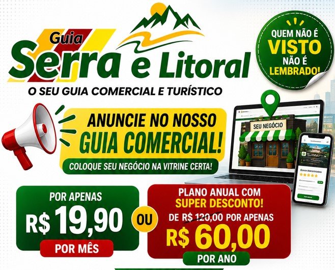 Anuncie no Guia Serra e Litoral O seu guia comercial e turístico