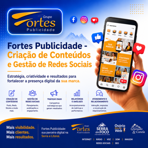 "Fortes Publicidade - Criação de Conteúdos e Gestão de Redes Sociais para empresas da Serra e Litoral."